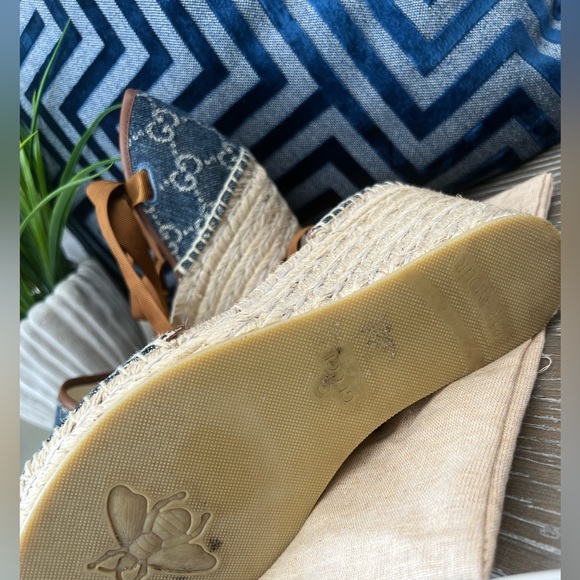 AUTHENTIC  GUCCI JUTE  DESIGNER WEDGE  ESPADRILLE - Picture 4 of 8